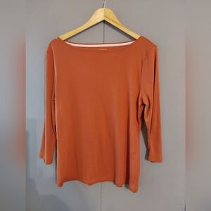 Talbots Terracotta 3/4 Sleeve Top